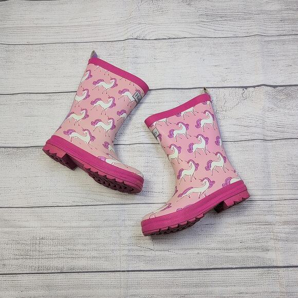 12 Hatley Pink Unicorn Rubber Boots - Picture 1 of 9